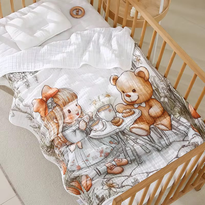 6-Layer Muslin Baby Blanket – 100% Cotton, 110x110cm